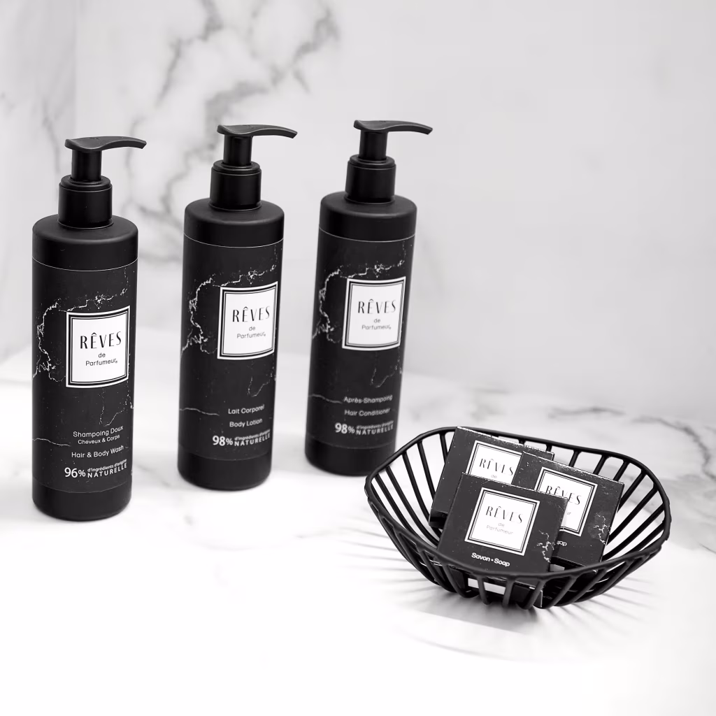 Shampoing, gel douche, savon hotel RÊVES de Parfumeur