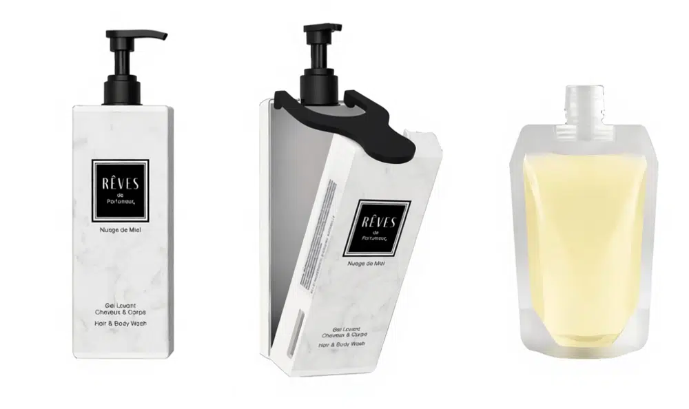 Nouveau système CLEAN-FILL : coque et poches 300 ml de remplacement. 

Praticité (rechargement en quelques secondes) Traçabilité complète (lot, origine, production), hygiène irréprochable, coque innovante 2 en 1 servant à la fois de support mural et de protection anti-vol et inviolable. Installation sans vis.